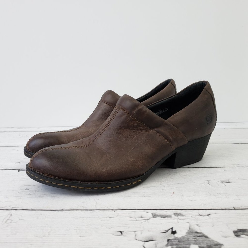 BORN 8 Booties Brown Leather Ankle Boots W21992